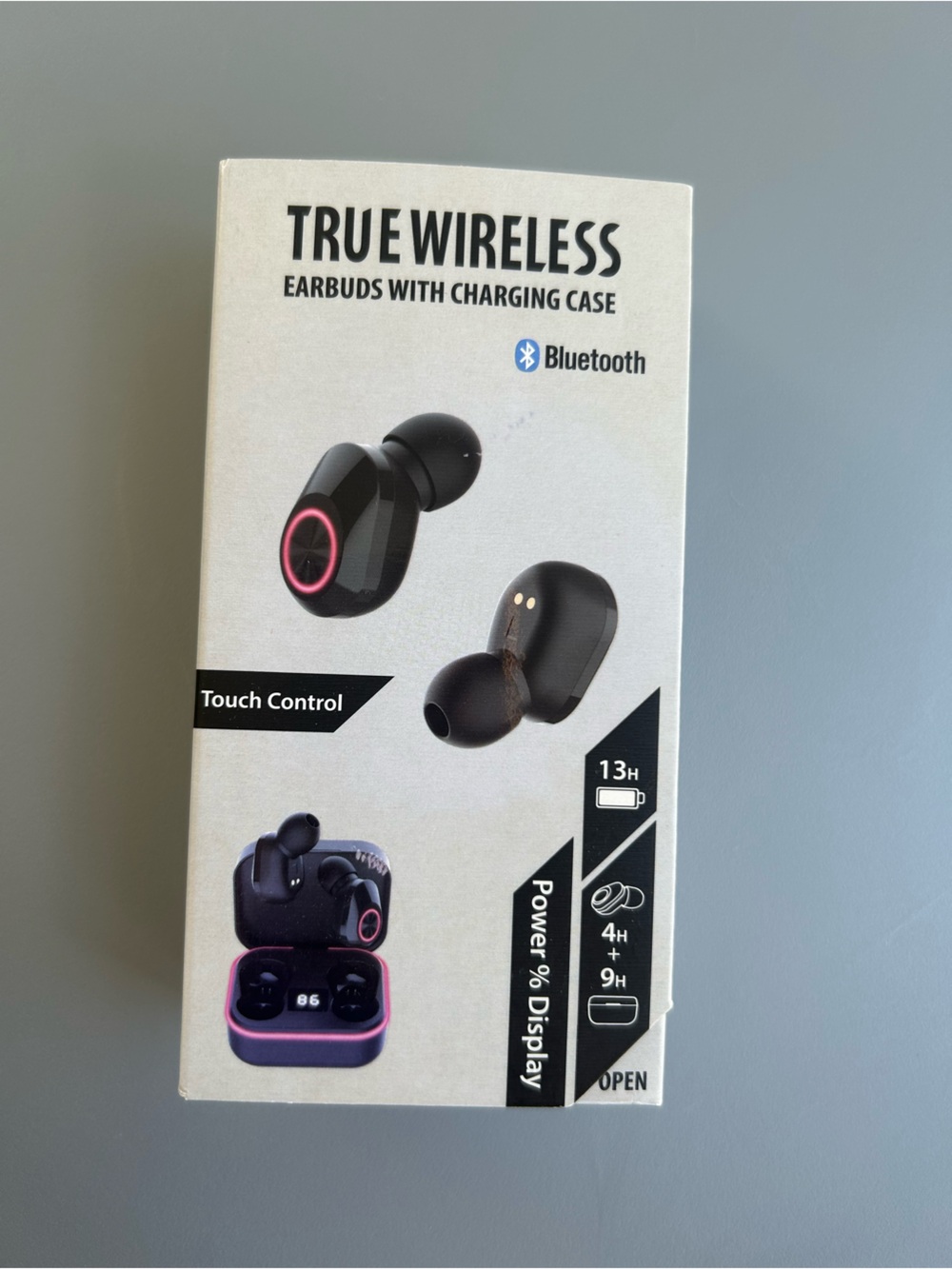 True Wireless Bluetooth Earbuds with Charging Case - Black